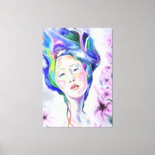 Impressão Em Tela Mulher Bonito de Arte com Lírios - Desenhando Col