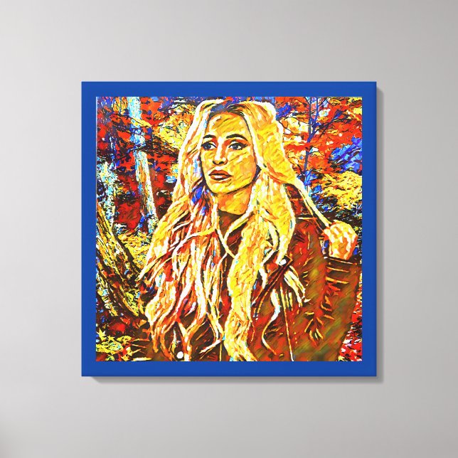 Impressão Em Tela Mulher Caminhando Em Park Abstrato Impressionista  (Frente)