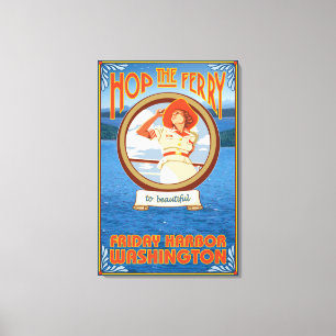 Impressão Em Tela Mulher Caminhando Ferry - Sexta-feira Harbor, Wash