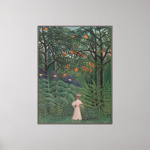 Impressão Em Tela Mulher Caminhando numa Floresta Exótica, Henri Rou