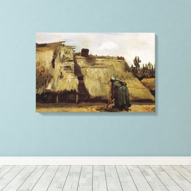 Impressão Em Tela Mulher camponesa escavando algodão por Vincent van (Insitu(piso de madeira))