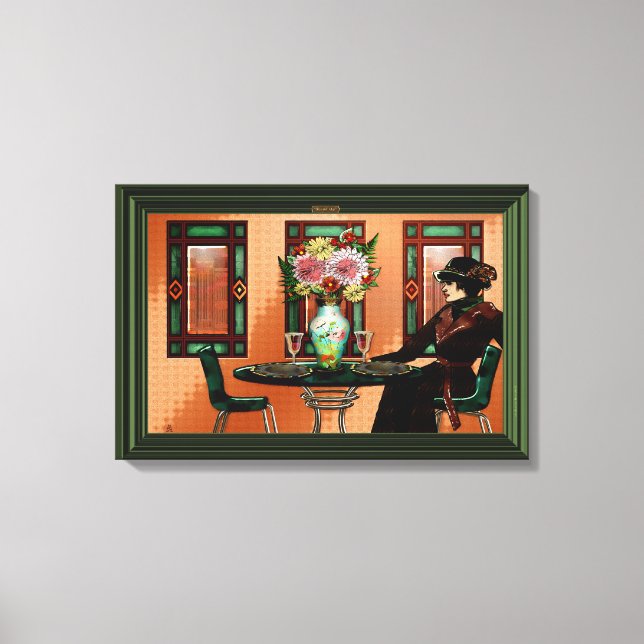 Impressão Em Tela Mulher chorando no Café de 1920 (Frente)
