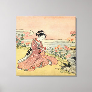 Impressão Em Tela Mulher colhendo crisântemos