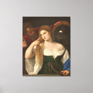 Impressão Em Tela Mulher com espelho de Titian