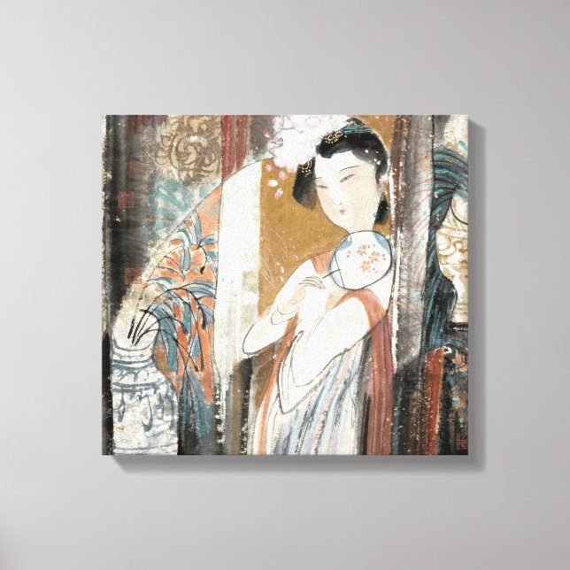 Impressão Em Tela Mulher com Hairpin Floral (Frente)