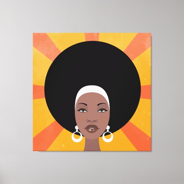 Impressão Em Tela Mulher com ilustração afro-capilar (Frente)
