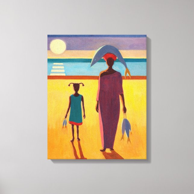 Impressão Em Tela Mulher com Peixe (Frente)