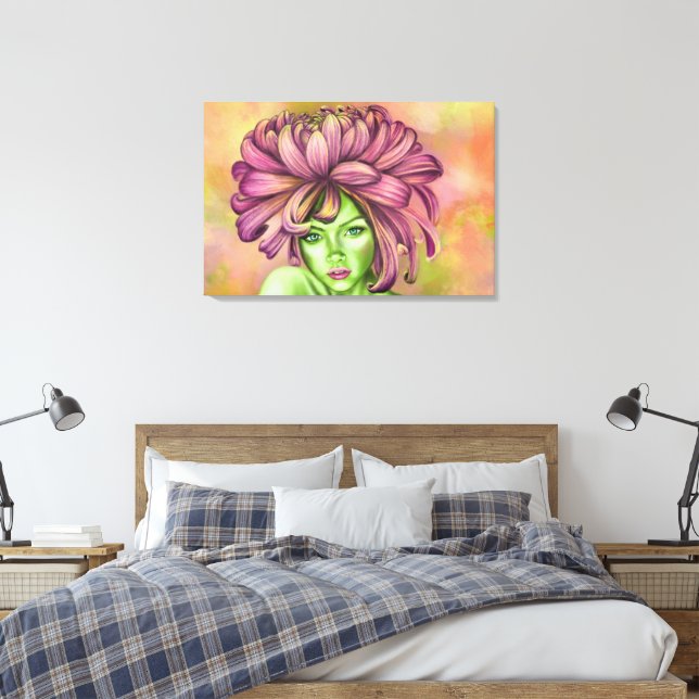 Impressão em Tela Mulher Crisântemo (Insitu(Quarto))
