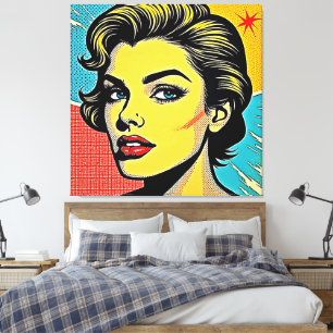 Impressão Em Tela Mulher de Arte Pop Ousada Definida