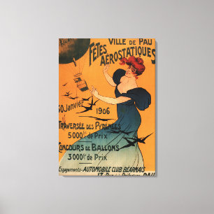 Impressão Em Tela Mulher de Cabeça Vermelha Espera Balões Poster