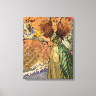 Impressão Em Tela Mulher de Capricórnio Cabra Caprichosa Diversão