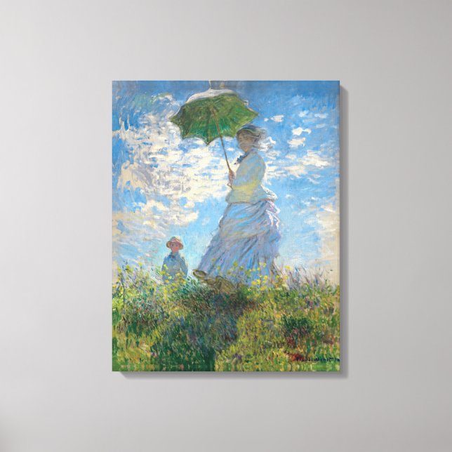 Impressão Em Tela Mulher de Monet Restaurada com Parasol O Stroll (Frente)