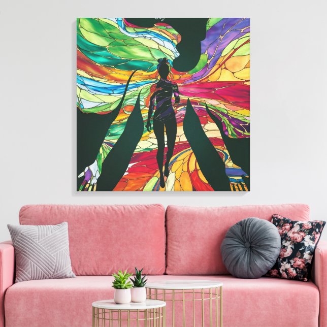 Impressão Em Tela Mulher de vidro conservada com dieta vibrante verd (Insitu(Sala de estar))