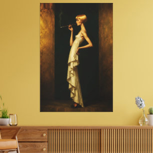 Impressão Em Tela Mulher Elegante Art Déco Retrato Glamour Vintage