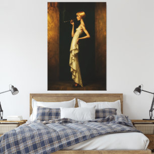 Impressão Em Tela Mulher Elegante Art Déco Retrato Glamouroso Vintag