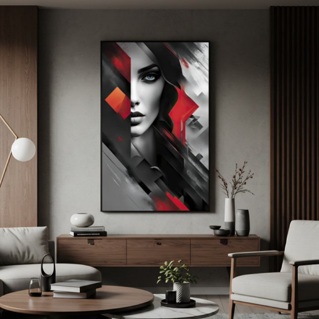 Impressão Em Tela Mulher em Camadas Abstratas (Criador carregado)