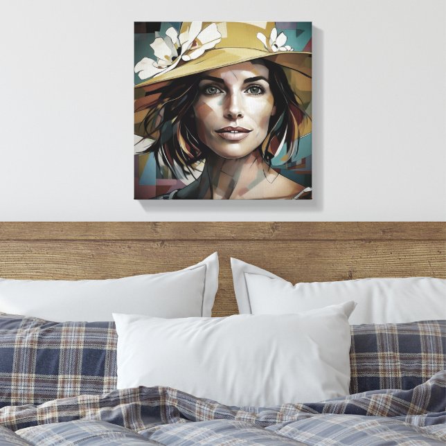 Impressão Em Tela Mulher em Chapéu (Insitu(Quarto))