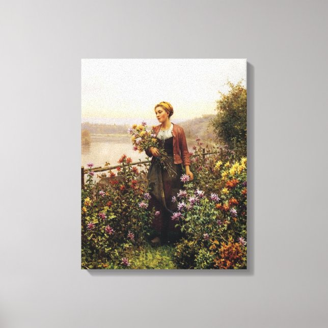 Impressão Em Tela Mulher em um Jardim por Daniel Ridgway Knight (Frente)