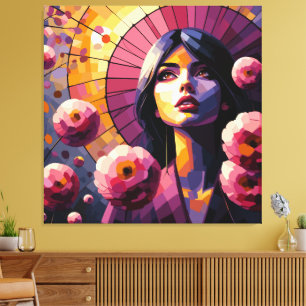 Impressão em Tela Mulher Floral