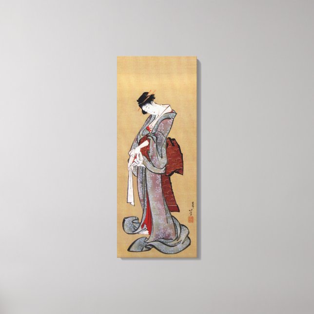 Impressão Em Tela Mulher Geisha Japonesa, Hokusai, Ukiyo-e (Frente)