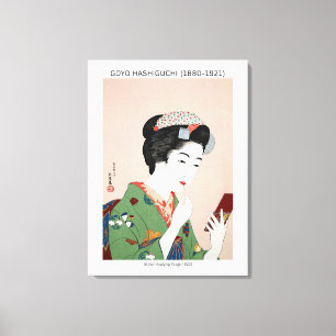 Impressão Em Tela Mulher japonesa aplicando rouge - Goyō Hashiguchi