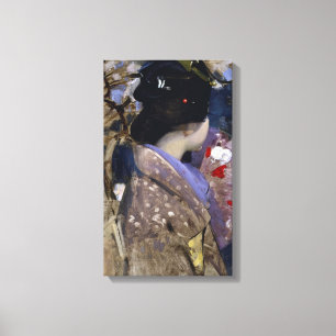 Impressão Em Tela Mulher japonesa com ventilador por George Henry