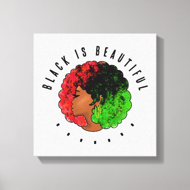 Impressão Em Tela Mulher negra pan-africana, orgulho verde vermelho  (Frente)