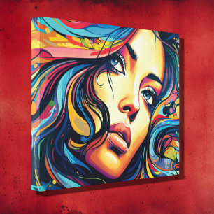 Impressão Em Tela Mulher Pop Art