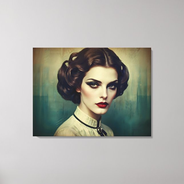 Impressão Em Tela Mulher retrô vintage (Frente)