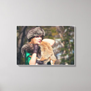 Impressão Em Tela Mulher retrora no inverno