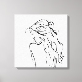 Impressão Em Tela Mulher Senhora Menina Desenho