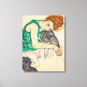 Impressão Em Tela Mulher sentada com Bent Knee, 1917 por Egon Schiel