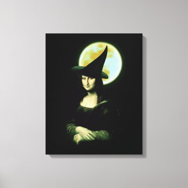 Impressão Em Tela Mulher Witchy Mona Lisa Halloween (Frente)