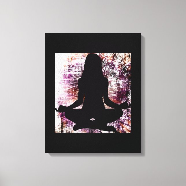 Impressão Em Tela Mulher Zen Roxa Fazendo Yoga Meditação Tela (Frente)