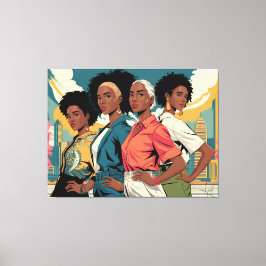 Impressão Em Tela Mulheres com Força na Moda Urbana