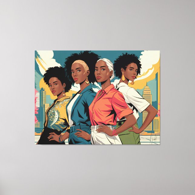 Impressão Em Tela Mulheres com Força na Moda Urbana (Frente)