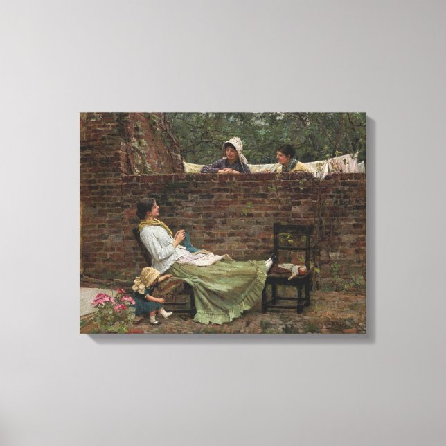 Impressão Em Tela Mulheres conversando sobre o Muro do Jardim (Gossi (Frente)