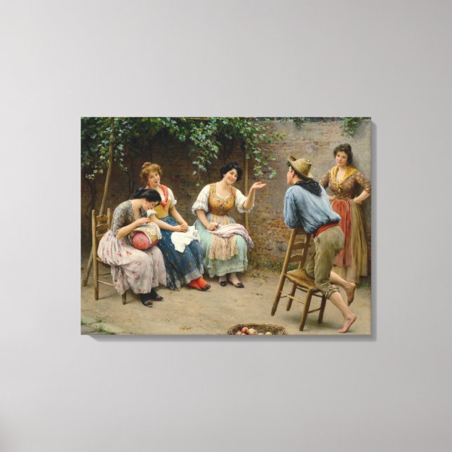 Impressão Em Tela Mulheres de Seamstress Italianas e Um Menino Que G (Frente)