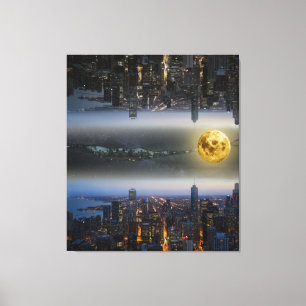 Impressão Em Tela Mundo Espelho Cria e Abaixo da Paisagem Fantástic