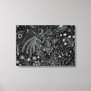 Impressão Em Tela Murmurios da natureza. Arte botânica de linha.
