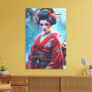 Impressão Em Tela Murmurios de uma Maiko Carmesim