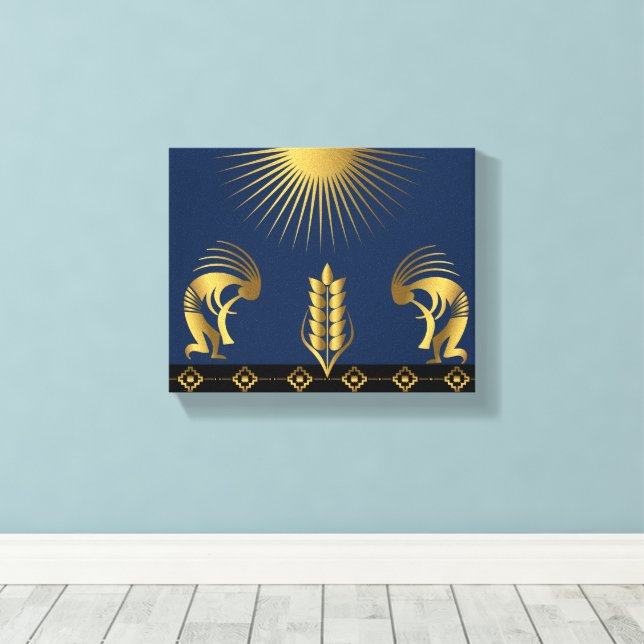 Impressão Em Tela Muro de Kokopelli Dourado Sudoeste (Insitu(piso de madeira))