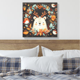 Impressão Em Tela Muro de Parede do Urso de Outono Bonito