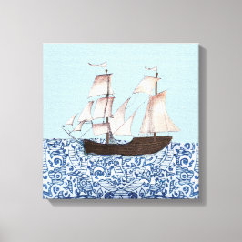 Impressão Em Tela Muro de vela pendurado, Arte de navio Mayflower,