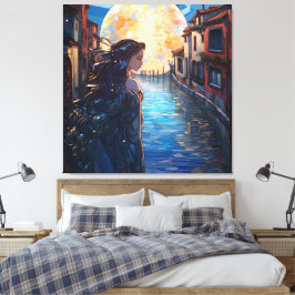 Impressão Em Tela Musa ao Luar em Veneza – Arte Fantástica em Tela