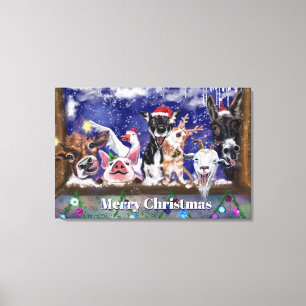 Impressão Em Tela Música de Natal - Festa Animal - Feliz Natal