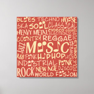 Impressão Em Tela Música Genres Word Collagem tela de desenho