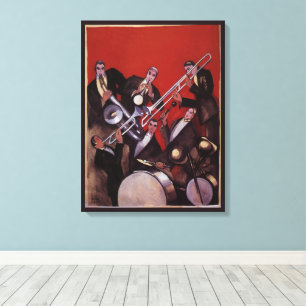 Impressão Em Tela Música Vintage, Banda de Jazz Musical Art Deco Toc
