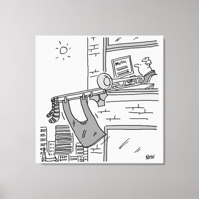 Impressão Em Tela Músico do jogador de trombone engraçado (Frente)