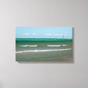 Impressão Em Tela Muskegon Pier Light, Muskegon, Michigan